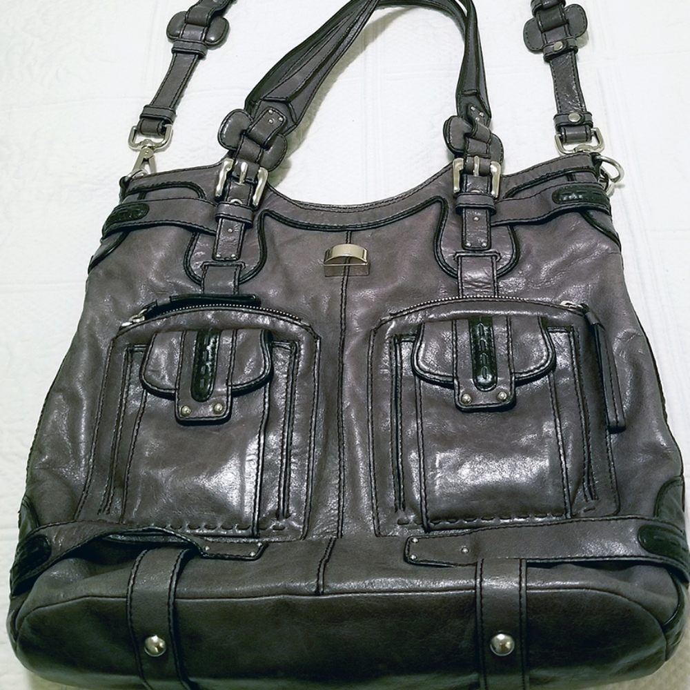 Lockheart Shoulder Bag Grey Leather with Strap